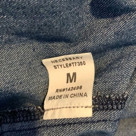 Denim Blue Womens Button Down Jean Shirt Fitted Western Style - Picture 4 of 13